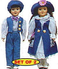 Denim Boy/Girl Porcelain Dolls